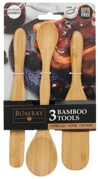Thumbnail 1: Bombay 3 Pc Bamboo Kitchen Utensil Set 