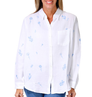 Thumbnail 1: Philosophy Women's Long Sleeve Cotton Button Down Top 