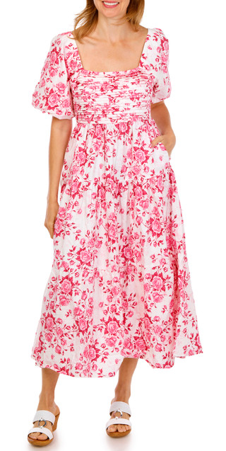 Thumbnail 1: Kings Road Women's Puff Sleeve Midi Dress 