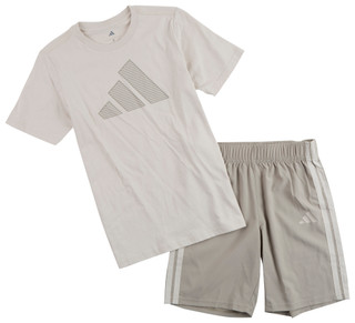 Thumbnail 1: Adidas Big Boy's 2 Pc Stripe Logo Short Set 
