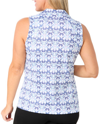 Thumbnail 2: Lillie Green Lillie Green Women's Sleeveless Ruffle Print Polo Top 