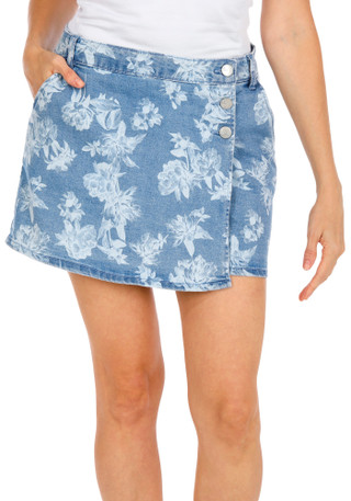 Thumbnail 1: D. Jeans Women's Triple Button Floral Denim Skort 