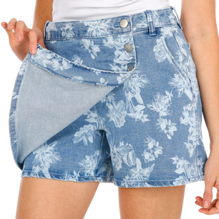 Thumbnail 2: D. Jeans Women's Triple Button Floral Denim Skort 