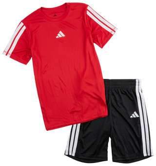 Thumbnail 1: Adidas Big Boy's 2 Pc Tee Stripe Short Ser 