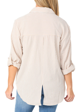 Thumbnail 2: Chenault Women's 3/4 Sleeve Striped Button Down Top 