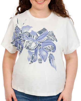 Thumbnail 1: Kiss & Fly Plus Short Sleeve Floral Beaded Top 