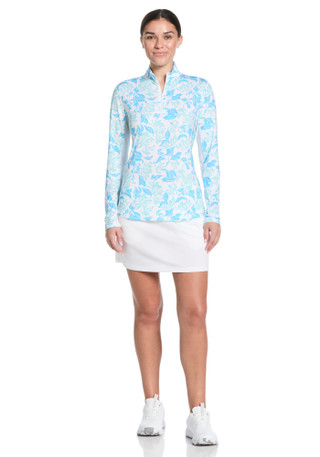 Thumbnail 2: PGA Women's Long Sleeve Floral Quarter Zip Top 