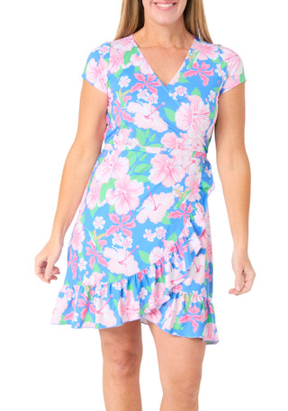 Thumbnail 1: ANA CLARE Women's Short Sleeve Floral Faux Wrap Dress 