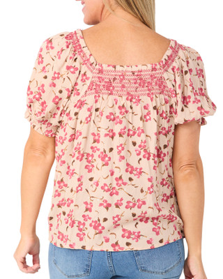 Thumbnail 2: Bobeau Women's Short Sleeve Floral Crepon Top 