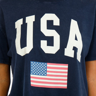 Thumbnail 3: Vintage threadz Juniors Short Sleeve USA Flag Crop Top 
