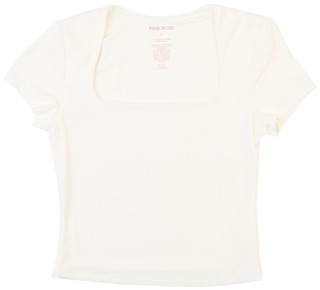 Thumbnail 1: Pink Rose Juniors Short Sleeve Solid Square Neck Tee 