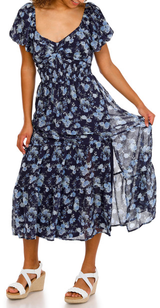 Thumbnail 3: Trixxi Juniors Short Sleeve Floral Maxi Dress 