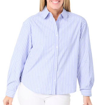 Thumbnail 1: Nanette Lepore Women's Long Sleeve Stripe Embellished Top 