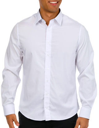 Thumbnail 1: Nick Graham Men's Long Sleeve Solid Traveler Dress Shirt 