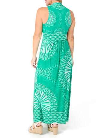 Thumbnail 2: London Times Women's V Neck Sleeveless Print Maxi Dress 