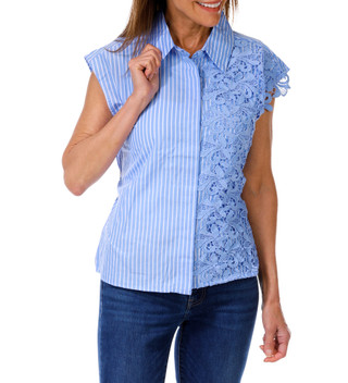Thumbnail 3: Frnzy Women's Embroidered Back Tie Woven Top 