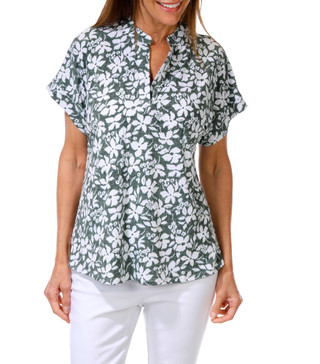 Thumbnail 1: AMANA Women's Short Sleeve Button Back Top 