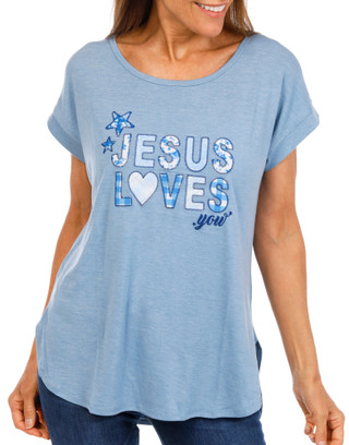Thumbnail 1: Tru Self Women's Jesus Loves You Top  
