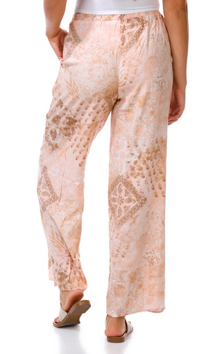 Thumbnail 5: Pink Rose Juniors Print Wide Leg Drawstring pants 