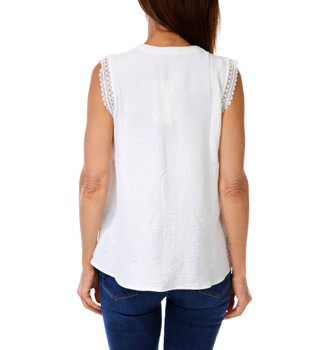 Thumbnail 2: AMANA Women's Petite Sleeveless Crochet Trim Top 