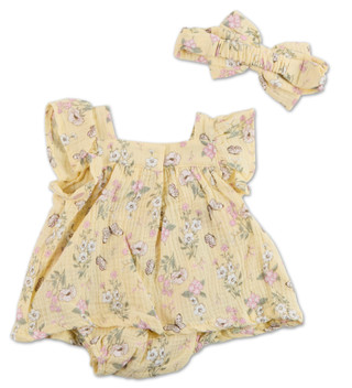 Thumbnail 2: FLORAL THREADS Baby Girls 2 Pc Dress & Headband Set 