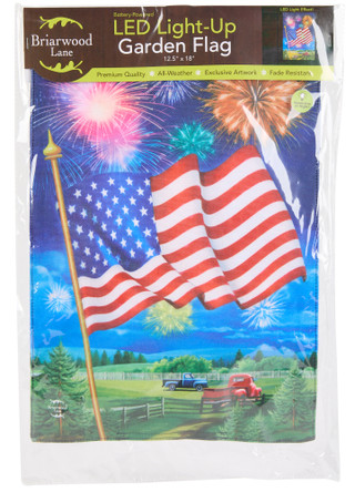 Thumbnail 1: Briarwood Lane 12x18 American Flag & Fireworks LED Garden Flag 