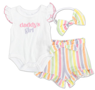 Thumbnail 1: Baby Essentials Baby Girls 3 Pc Shorts Set 