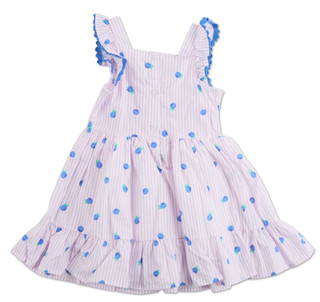 Thumbnail 2: Nannette Little Girls 2 Pc Smocked Blueberry Print Dress Set 