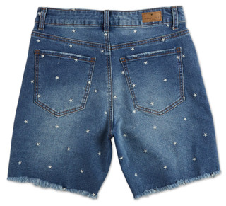 Thumbnail 2: GEMMA RAE Juniors High Rise 90s Cut Star Print Denim Shorts 