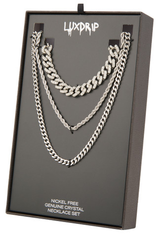 Thumbnail 1: LuxDrip Men's Nickle Free 3 Stacked Necklaces  