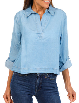 Thumbnail 1: Hope & Harlow Women's Chambray Denim Top  