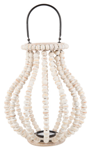 Thumbnail 1: TRIOBRO 15x10 Wood Bead Candle Lantern 