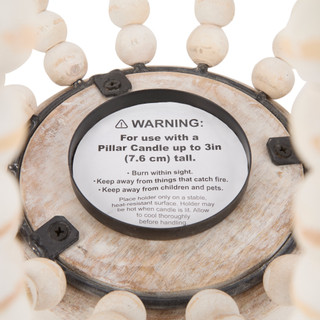 Thumbnail 3: TRIOBRO 15x10 Wood Bead Candle Lantern 
