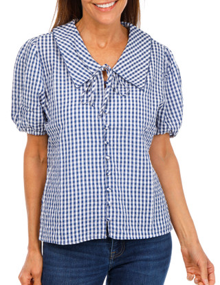 Thumbnail 1: LIV LOS ANGELES Women's Plaid Print Button Down Top  