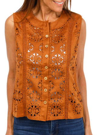 Thumbnail 1: LIV LOS ANGELES Women' Laser Cut Button Down Vest  