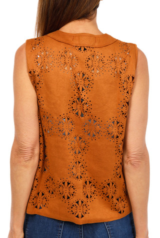 Thumbnail 2: LIV LOS ANGELES Women' Laser Cut Button Down Vest  