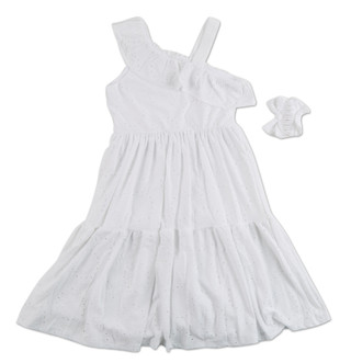 Thumbnail 2: Tahari Girls Tiered Eyelet Dress w/Matching Hair Clip 