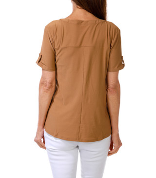 Thumbnail 2: Late August Women's Short Sleeve Button Placket Top 