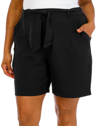 Thumbnail 1: Soho Women's Plus Sash Tie Waist Shorts 
