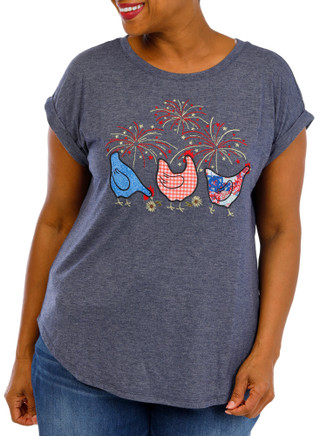 Thumbnail 1: Tru Self Women's Plus Americana Chicken Applique Top 