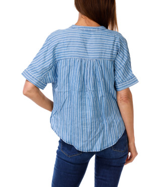 Thumbnail 2: Hope & Harlow Women's Petite Striped Button & Tie Front Dolman Top 