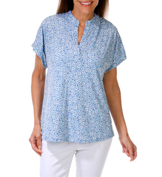 Thumbnail 1: AMANA Women's Short Sleeve Button Back Top 