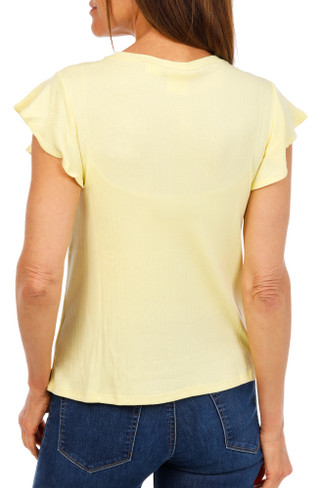 Thumbnail 2: Zac & Rachel Women's Petite Ribbed Flutter Sleeve Top  