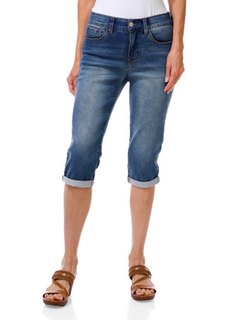 Thumbnail 1: Angels Women's Stretch Sculpt 17 Roll Cuff Capris 