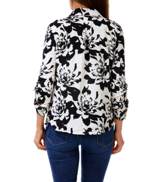 Thumbnail 2: ADRIENNE VITTADINI Women's Petite 3/4 Sleeve Floral Button Down Top 
