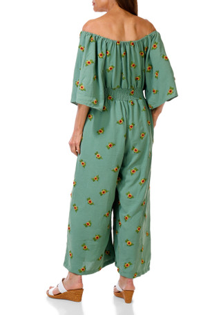 Thumbnail 2: Ana & Rose Women's Short Sleeve Floral Embroidered Jumpsuit 