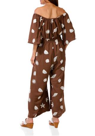 Thumbnail 2: Ana & Rose Women's Embroidered Coastal Shell Jumpsuit  
