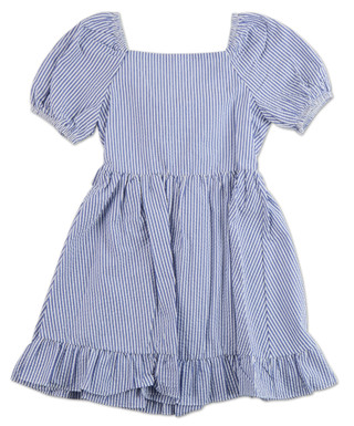Thumbnail 1: Rare Editions Girls Striped Puff Sleeve Seersucker Dress 