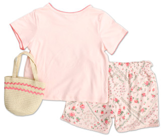 Thumbnail 2: Btween Little Girls Western Vibes Shorts Set with Mini Tote 