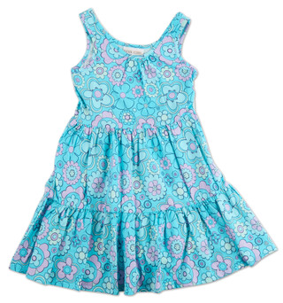 Thumbnail 1: Diva Girl Girls Retro Floral Print Tiered Dress 